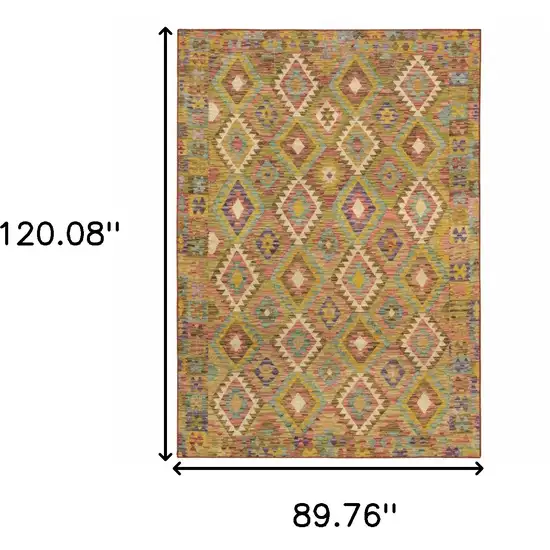 Gold Orange Brown Red Green Purple And Beige Southwestern Printed Stain Resistant Non Skid Area Rug Photo 3