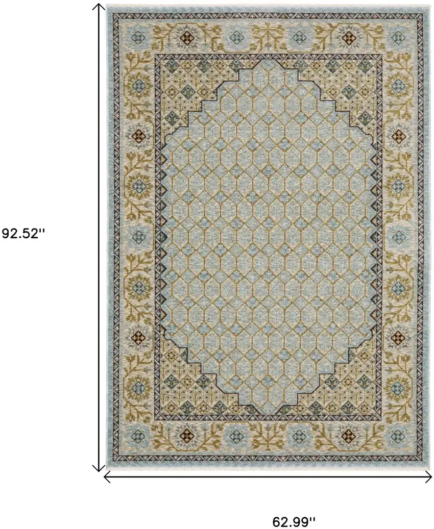 Gold Oriental Area Rug With Fringe Photo 3