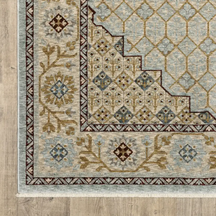 Gold Oriental Area Rug With Fringe Photo 4