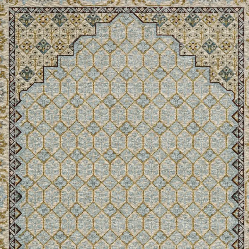 Gold Oriental Area Rug With Fringe Photo 7