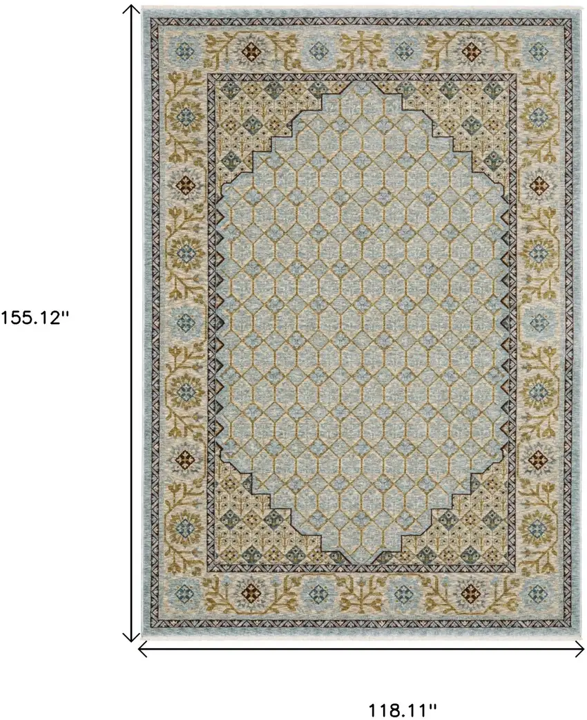 Gold Oriental Area Rug With Fringe Photo 3