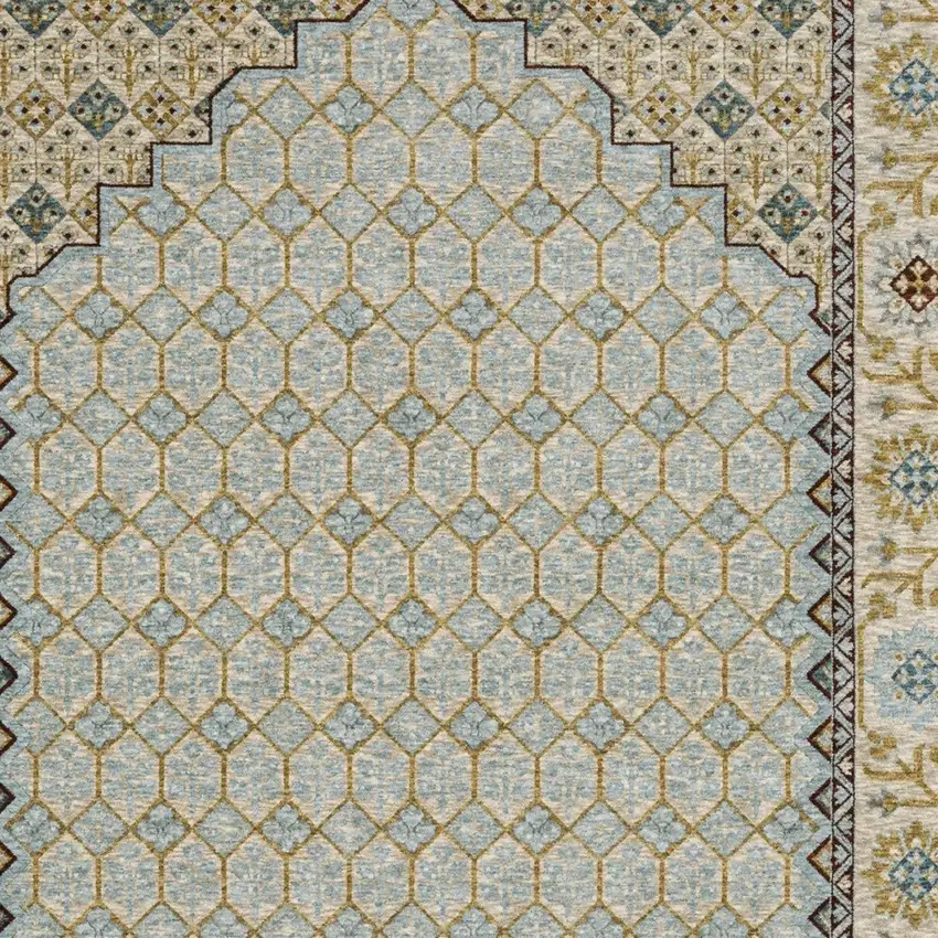 Gold Oriental Area Rug With Fringe Photo 7
