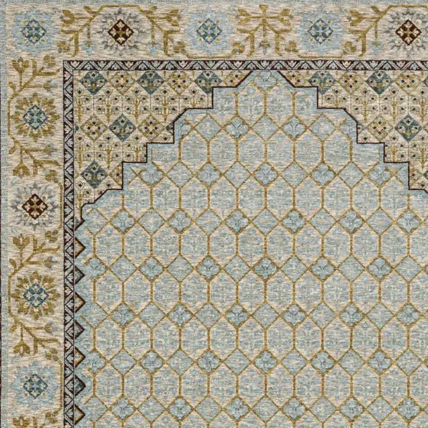 Gold Oriental Area Rug With Fringe Photo 7