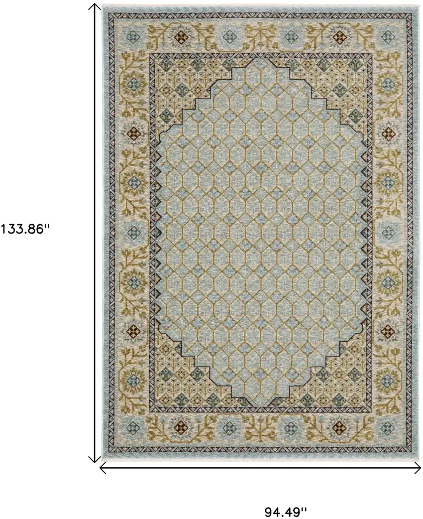 Gold Oriental Area Rug With Fringe Photo 3