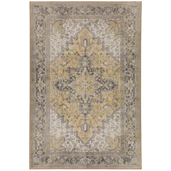 Gold Oriental Distressed Non Skid Area Rug Photo 5