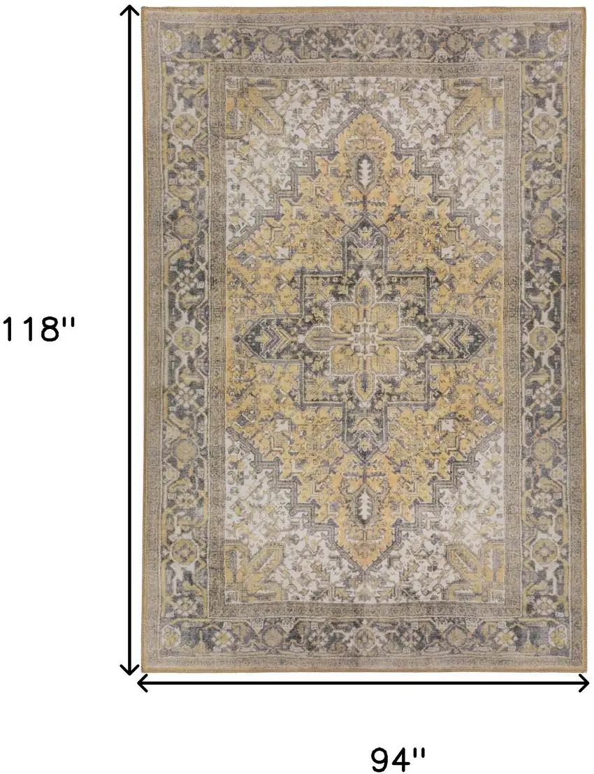 Gold Oriental Distressed Non Skid Area Rug Photo 9