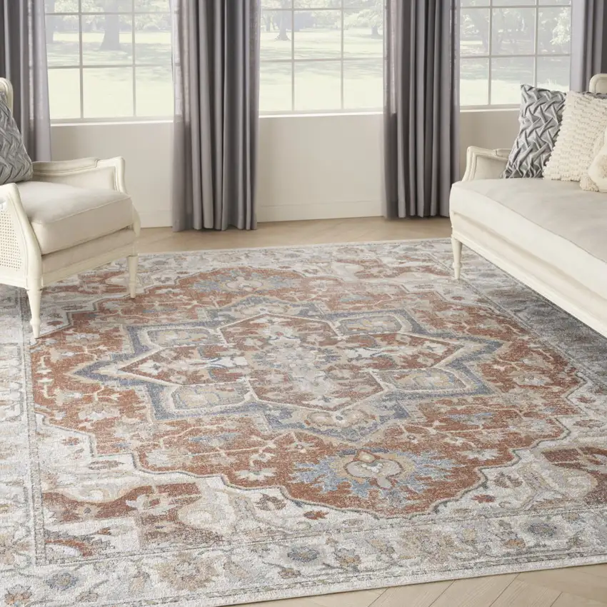 Gold Oriental Power Loom Area Rug Photo 4