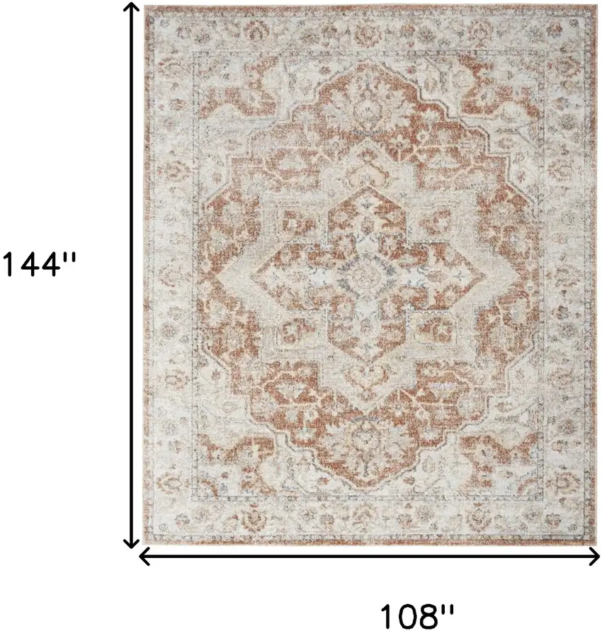 Gold Oriental Power Loom Area Rug Photo 3