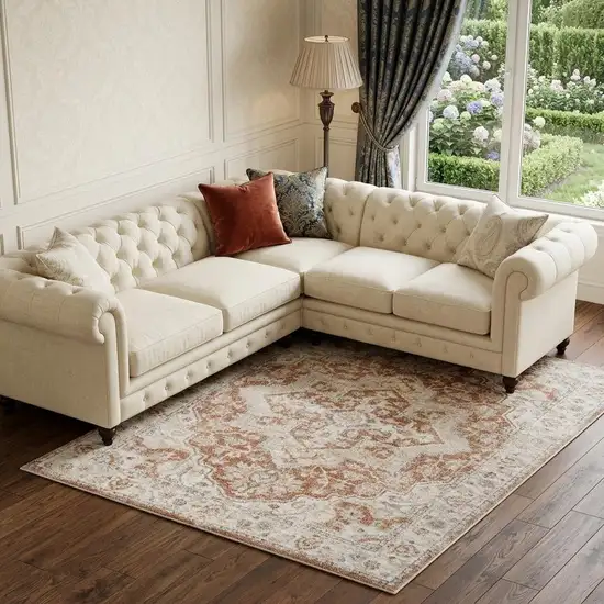 Gold Oriental Power Loom Area Rug Photo 1