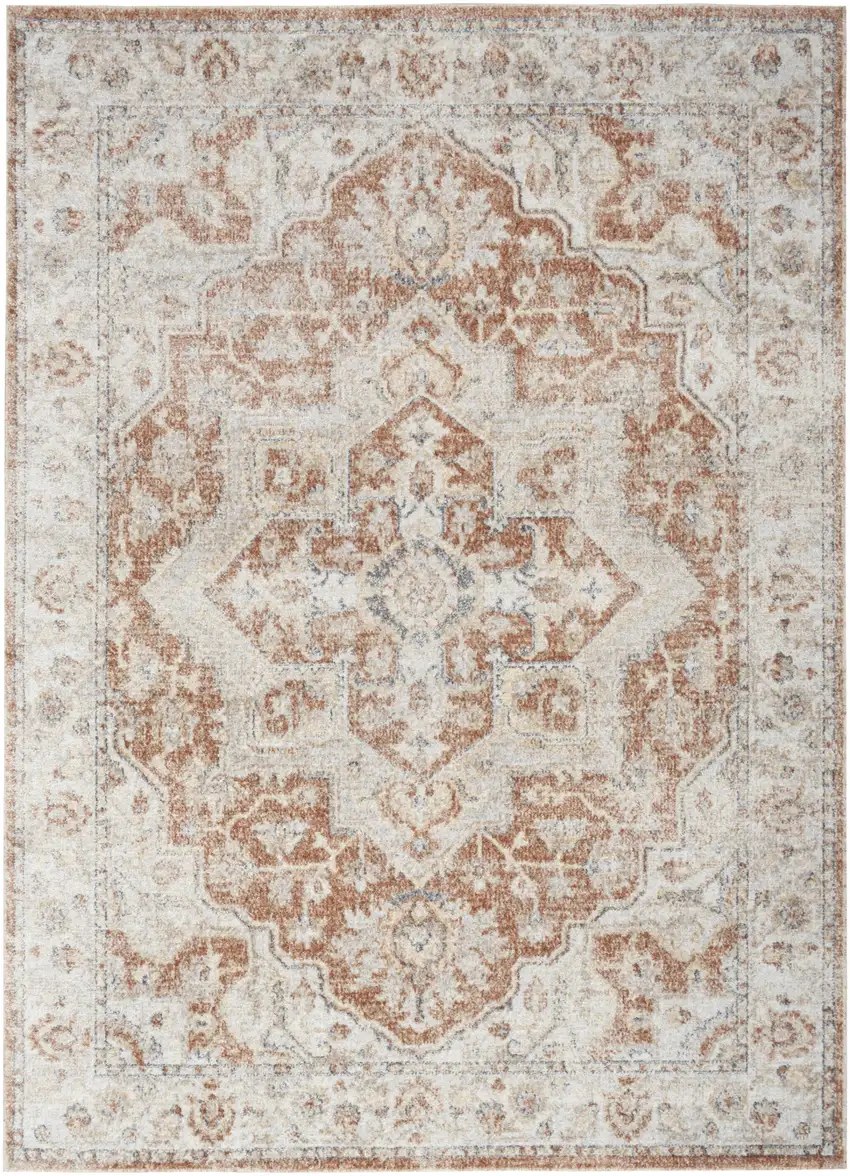 Gold Oriental Power Loom Washable Area Rug Photo 1