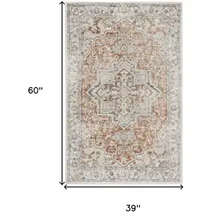 Photo of Gold Oriental Power Loom Washable Area Rug