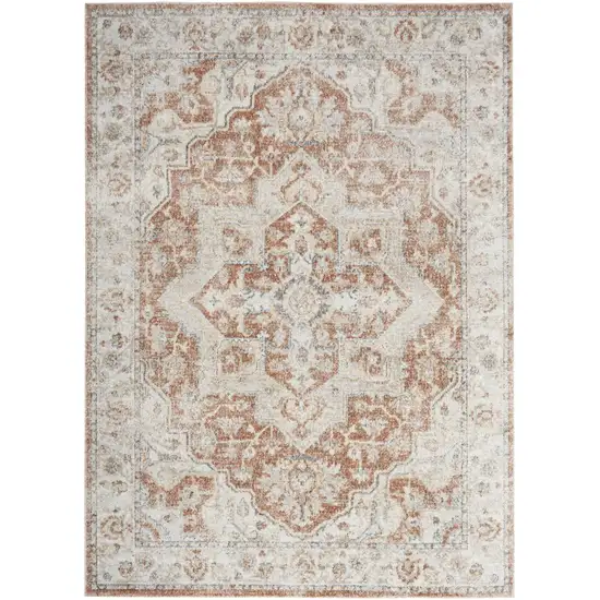 Gold Oriental Power Loom Washable Area Rug Photo 2