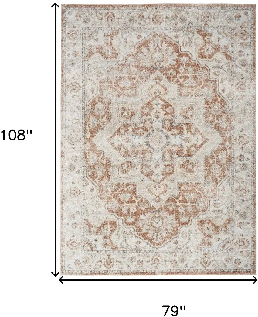 Gold Oriental Power Loom Washable Area Rug Photo 7