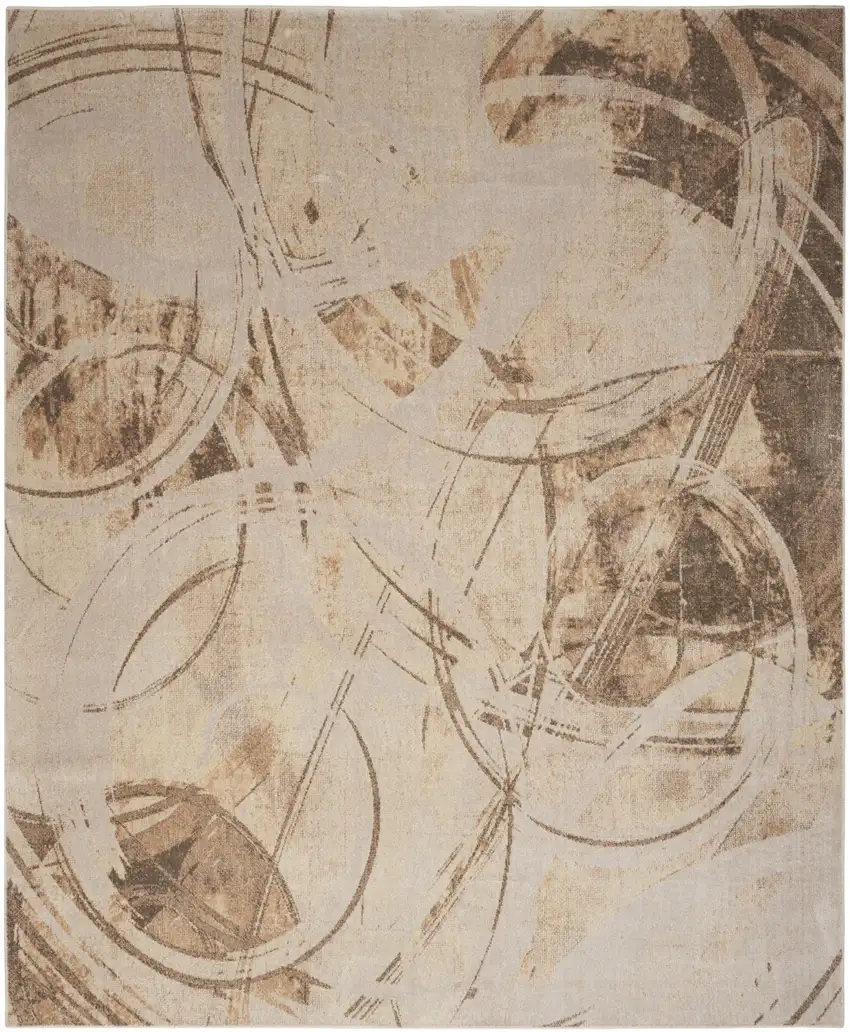 Gold Oriental Power Loom Washable Area Rug Photo 1