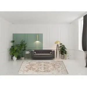 Photo of Gold Oriental Power Loom Washable Area Rug