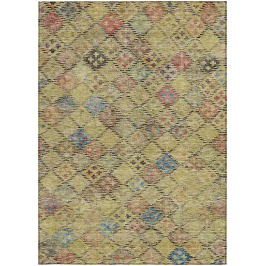 Gold Pink And Blue Geometric Washable Indoor Outdoor Area Rug Photo 7