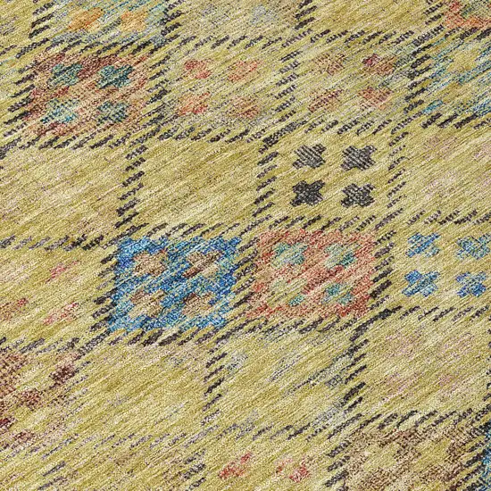 Gold Pink And Blue Geometric Washable Indoor Outdoor Area Rug Photo 5