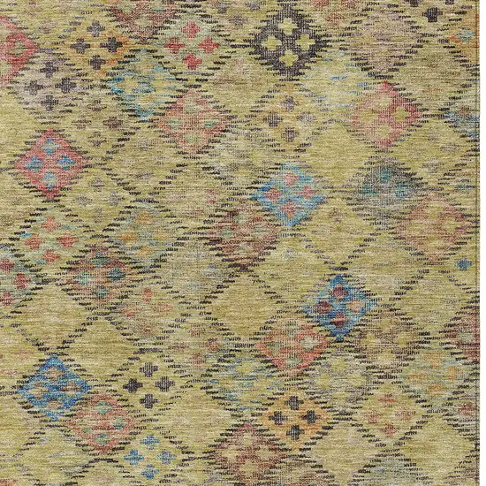 Gold Pink And Blue Geometric Washable Indoor Outdoor Area Rug Photo 6