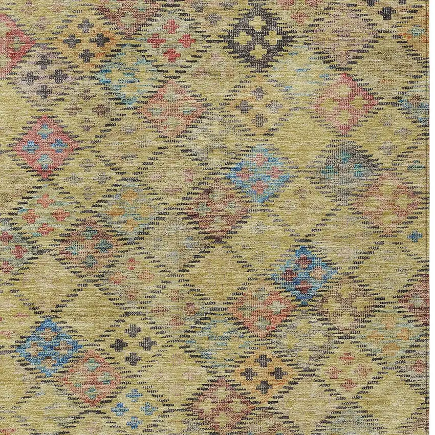 Gold Pink And Blue Geometric Washable Indoor Outdoor Area Rug Photo 6