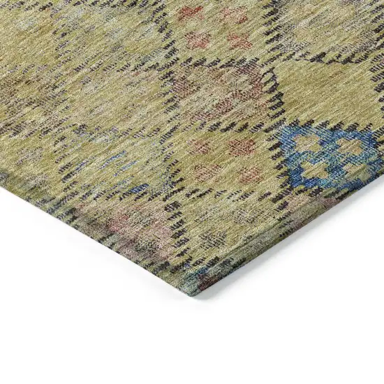 Gold Pink And Blue Geometric Washable Indoor Outdoor Area Rug Photo 4