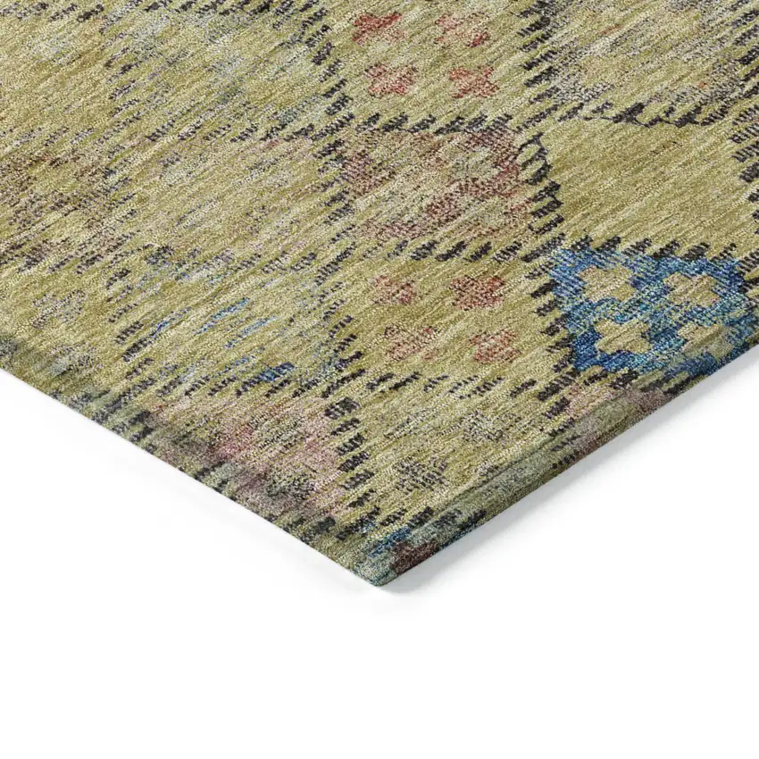 Gold Pink And Blue Geometric Washable Indoor Outdoor Area Rug Photo 4