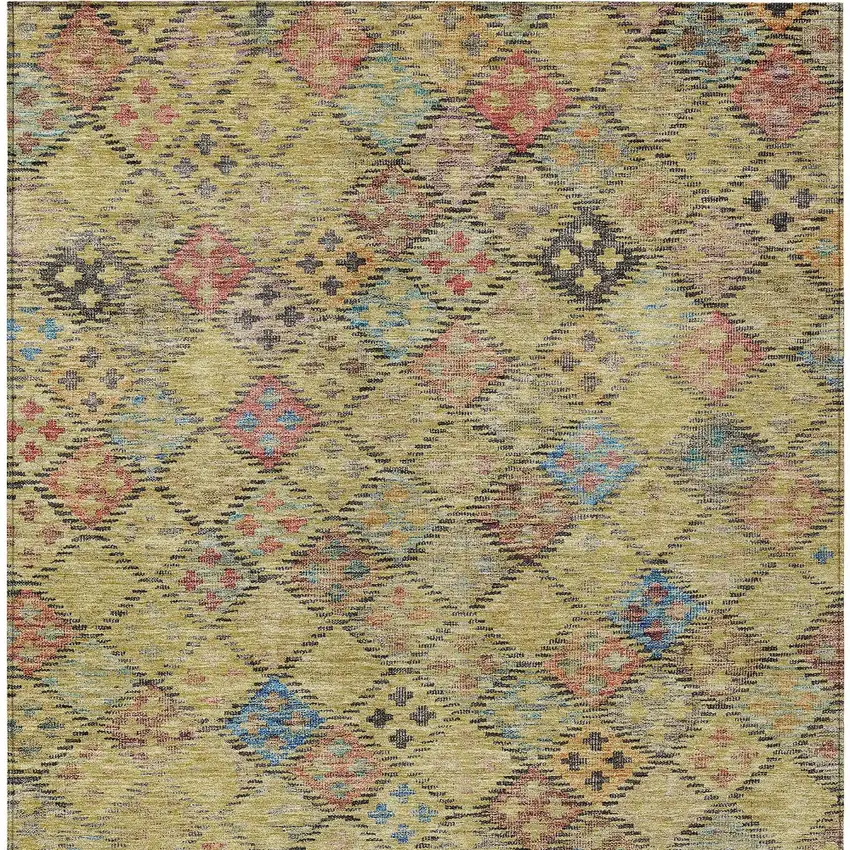 Gold Pink And Blue Geometric Washable Indoor Outdoor Area Rug Photo 7