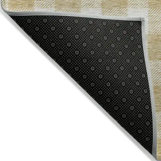 Gold Plaid Washable Indoor Outdoor Area Rug Photo 4