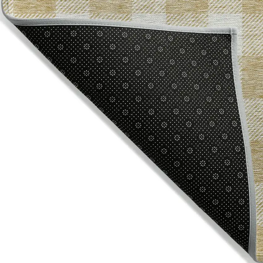 Gold Plaid Washable Indoor Outdoor Area Rug Photo 4