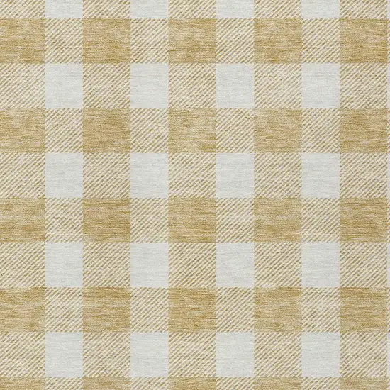 Gold Plaid Washable Indoor Outdoor Area Rug Photo 6