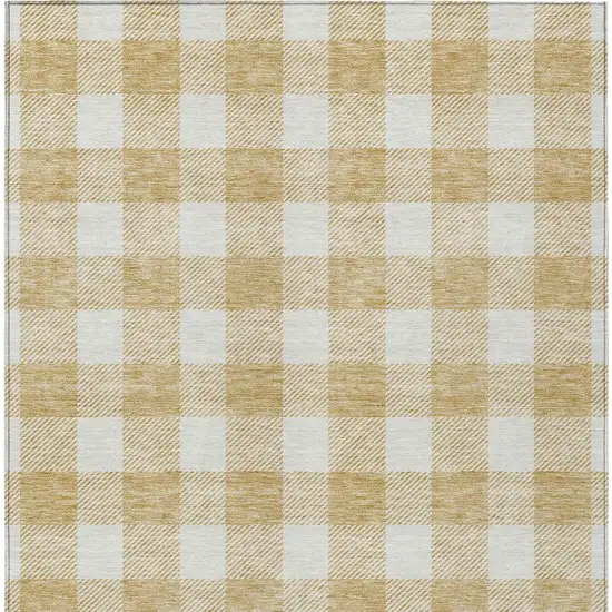 Gold Plaid Washable Indoor Outdoor Area Rug Photo 7