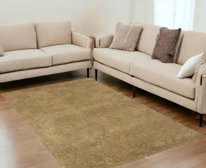 Gold Plain Indoor Area Rug Photo 1