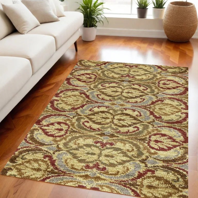 Gold Polypropylene Rug Photo 4