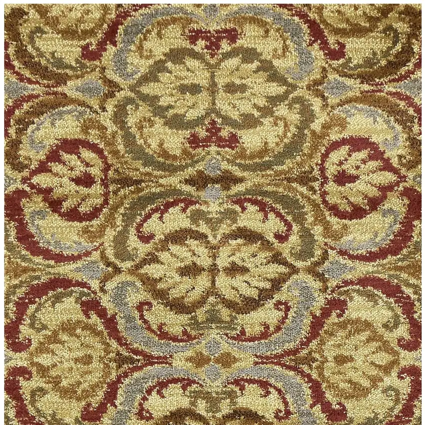 Gold Green and Red Floral Area Rug Photo 5