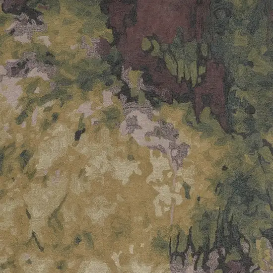 Green and Black Wool Abstract Shag Hand Tufted Area Rug Photo 5