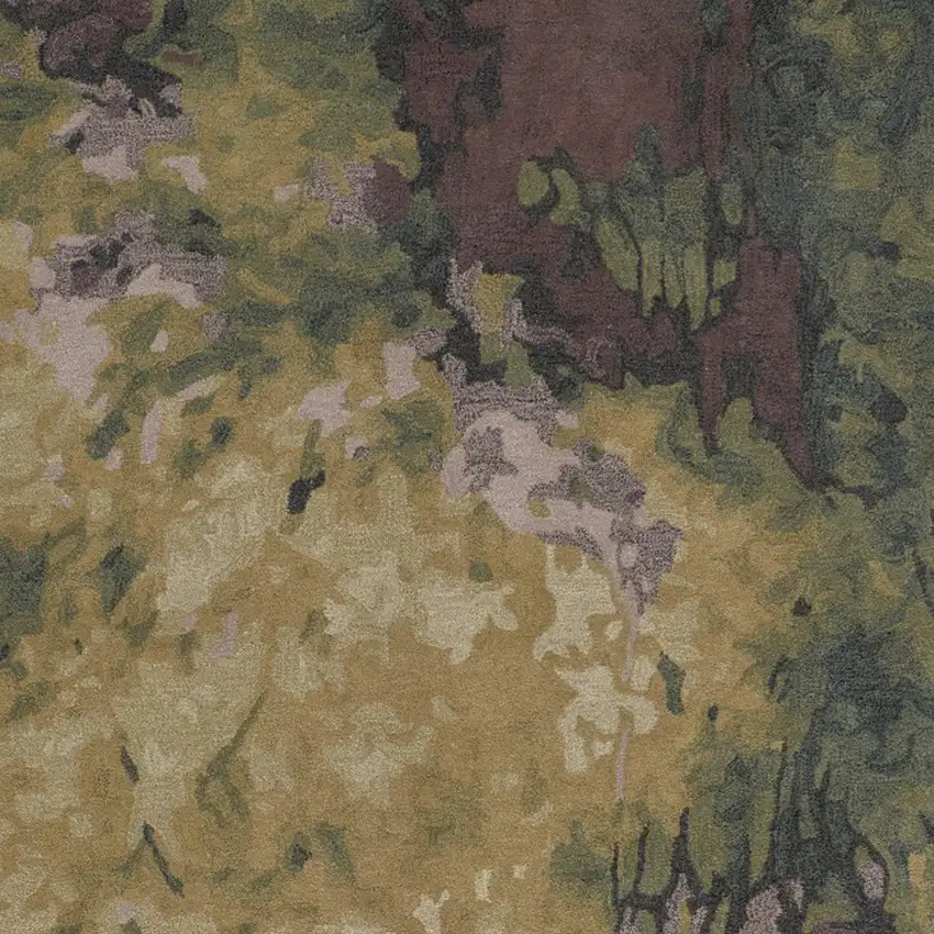Green and Black Wool Abstract Shag Hand Tufted Area Rug Photo 4