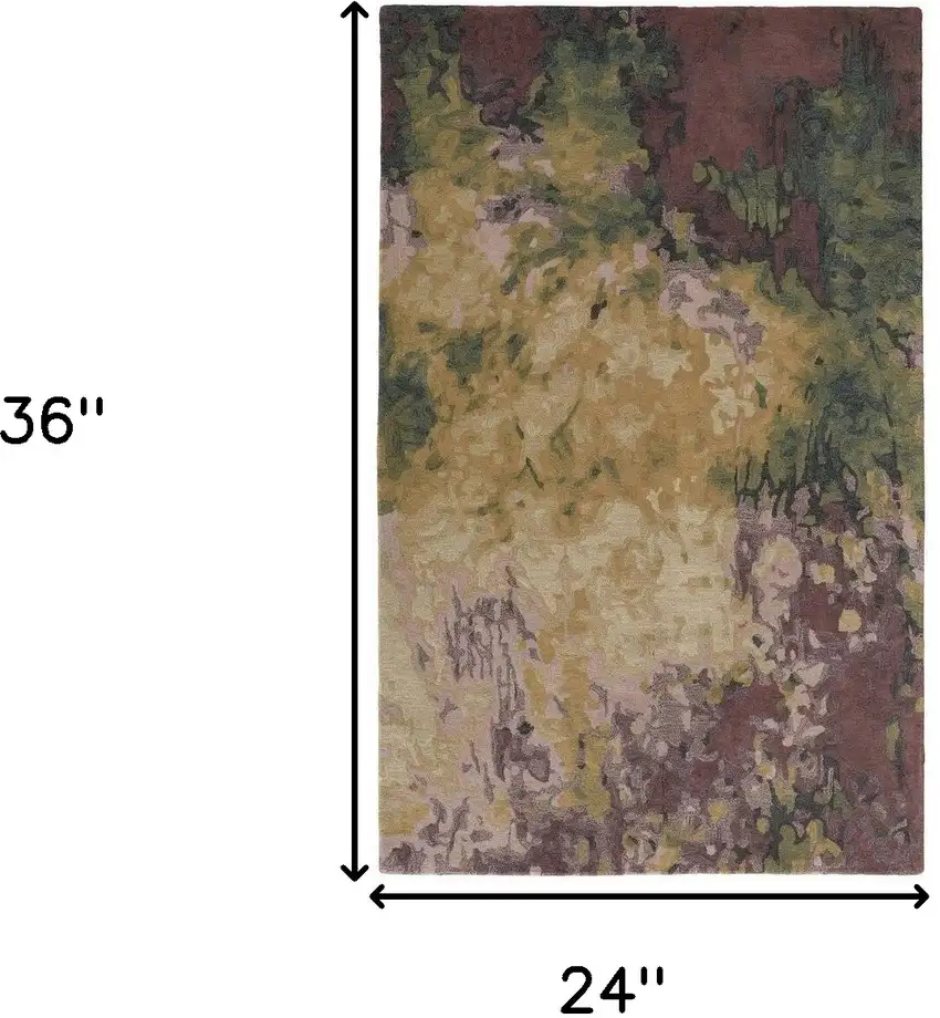 Green and Black Wool Abstract Hand Tufted Area Rug Photo 3