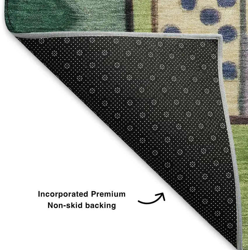 Gold Purple And Ivory Abstract Washable Area Rug With UV Protection Photo 6