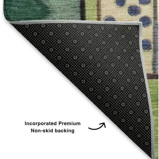 Gold Purple And Ivory Abstract Washable Area Rug With UV Protection Photo 6