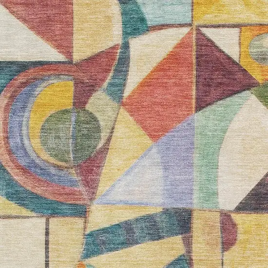 Gold Purple And Ivory Abstract Washable Area Rug With UV Protection Photo 2