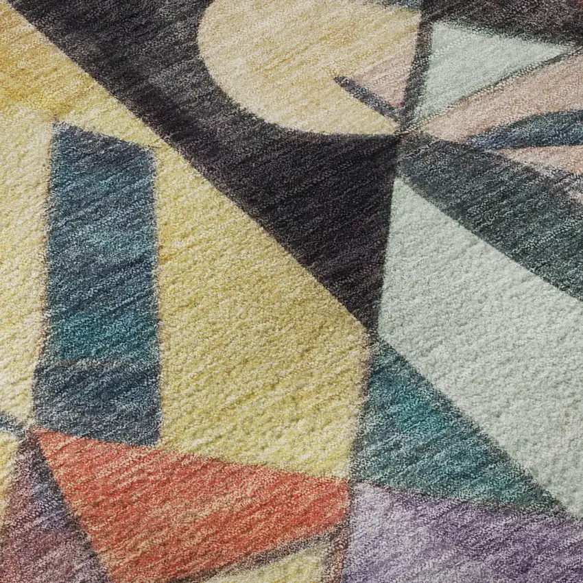 Gold Purple And Ivory Abstract Washable Area Rug With UV Protection Photo 9