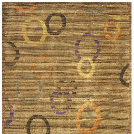 Gold Purple And Orange Striped Hand Knotted Area Rug Photo 4