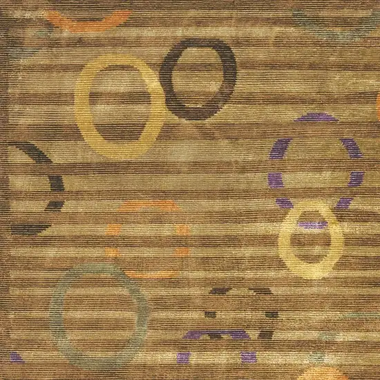 Gold Purple And Orange Striped Hand Knotted Area Rug Photo 3