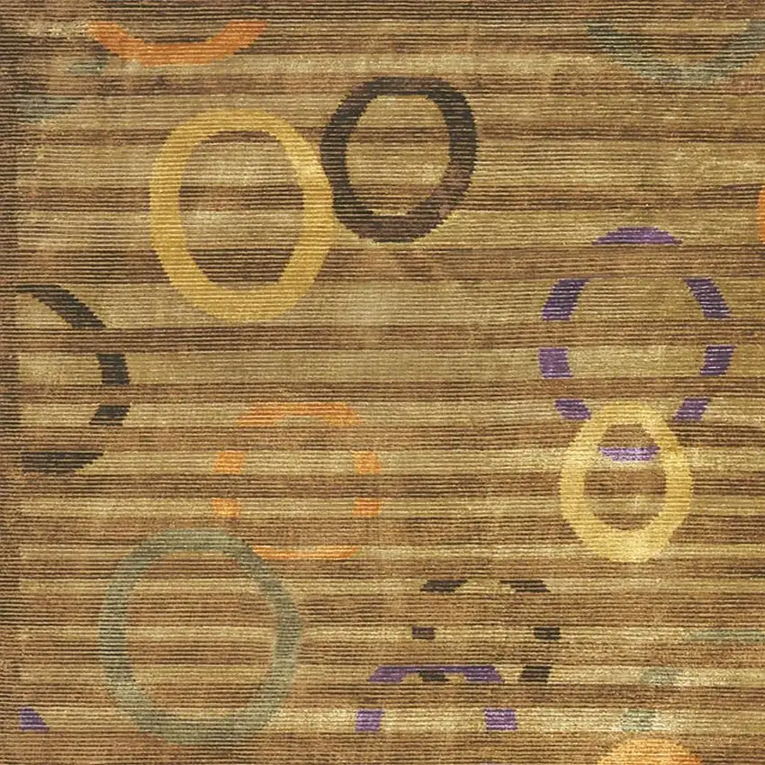 Gold Purple And Orange Striped Hand Knotted Area Rug Photo 3