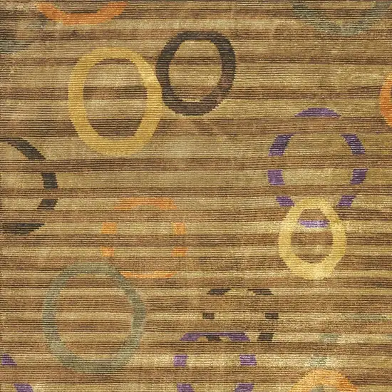 Gold Purple And Orange Striped Hand Knotted Area Rug Photo 3