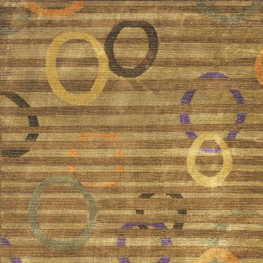 Gold Purple And Orange Striped Hand Knotted Area Rug Photo 3
