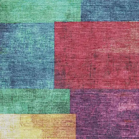 Gold Purple And Red Geometric Washable Area Rug With UV Protection Photo 3