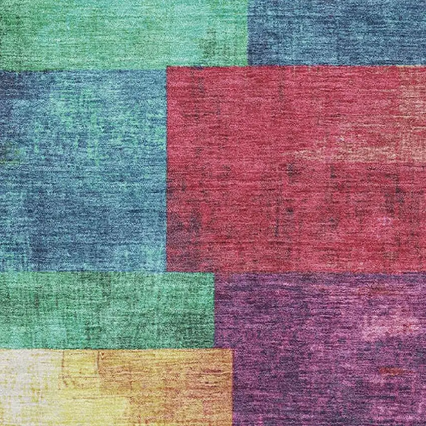 Gold Purple And Red Geometric Washable Area Rug With UV Protection Photo 3