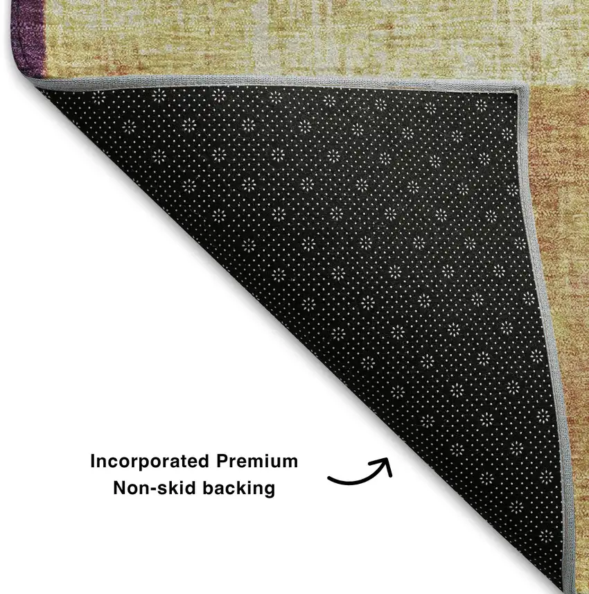 Gold Purple And Red Geometric Washable Area Rug With UV Protection Photo 7