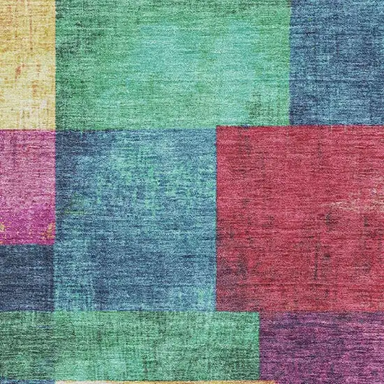 Gold Purple And Red Geometric Washable Area Rug With UV Protection Photo 3