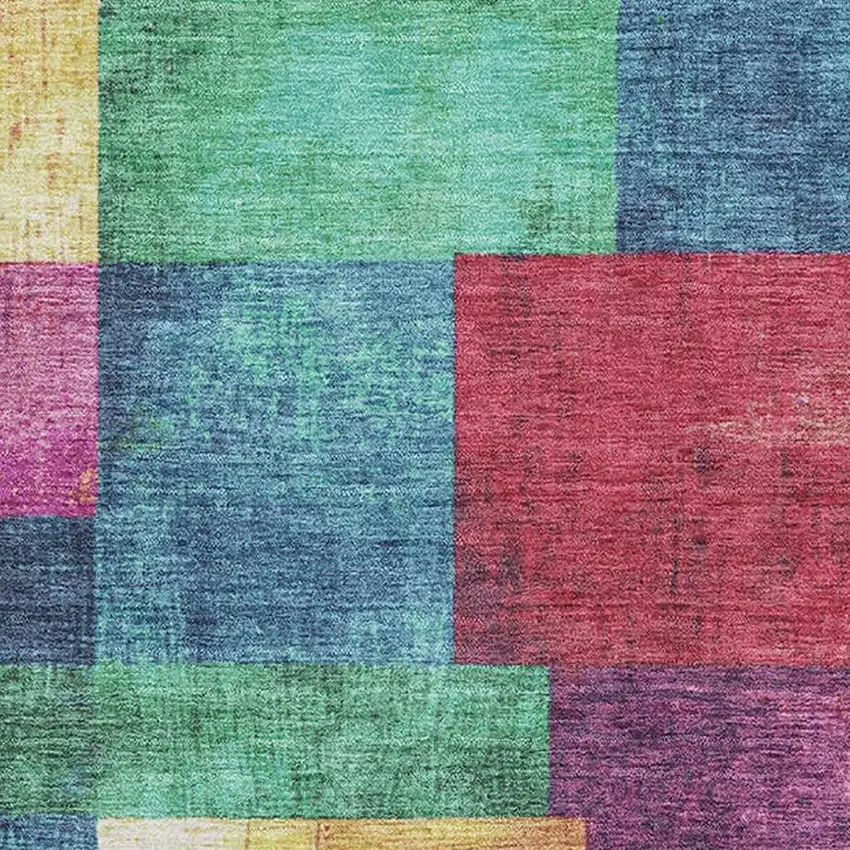 Gold Purple And Red Geometric Washable Area Rug With UV Protection Photo 3